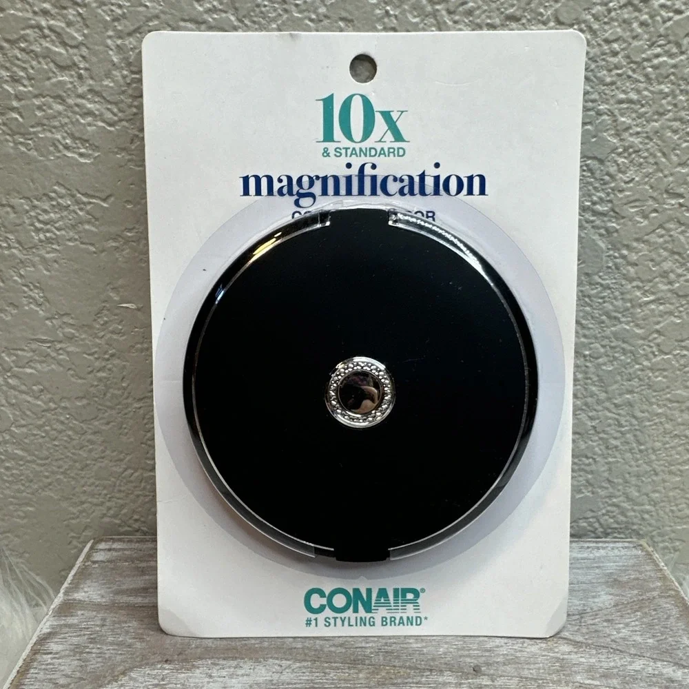 $21 🌙 Conair 7x Magnification Compact Mirror Black 1-Piece Diamond Styling New